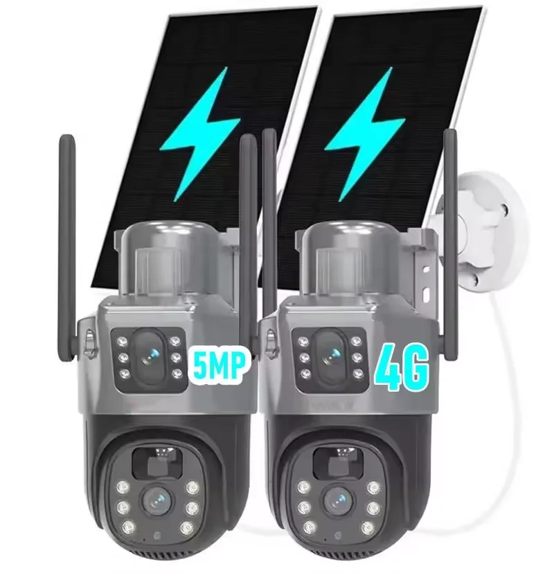 Hot Sale 5MP 4G Network WIFI IP PTZ CCTV Solar Security Surveillance de Camera Outdoor PIR Human Tracking Low Power monitor