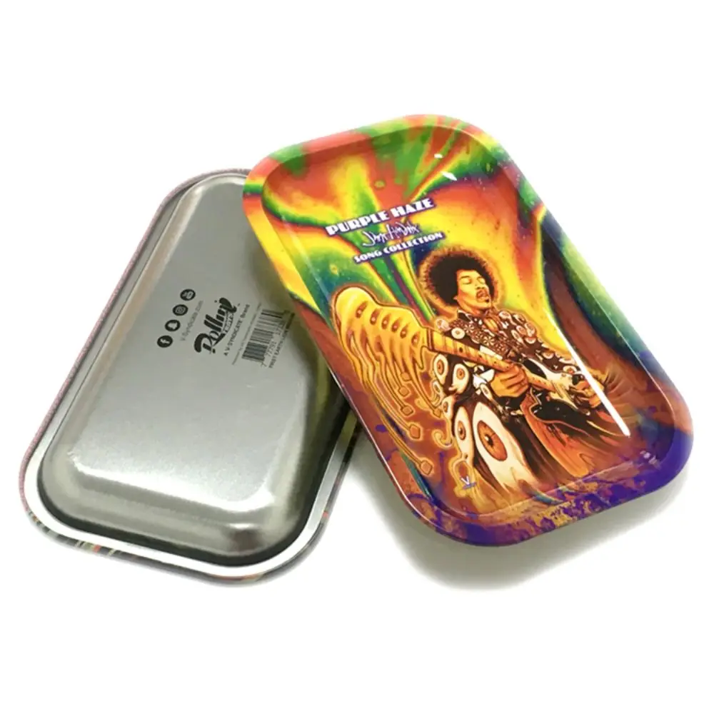 
Hot Smoking Products supply 180*140*15mm size Strong Metal Tinplate Rolling Tray Tobacco Weed Rolling Trays with custom logo 
