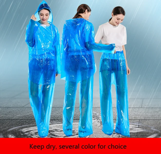 Split Suit Closed Trousers Leggs Extra Thick Disposable Emergency PE Rain Poncho/Rain Wear/Raincoat