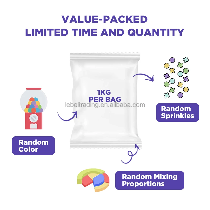 Promotional Gifts Candy Sprinkles 1kg Lucky Bags Edible Sprinkles Crafts Random Design Sprinkles Cake Decoration for Cake Art