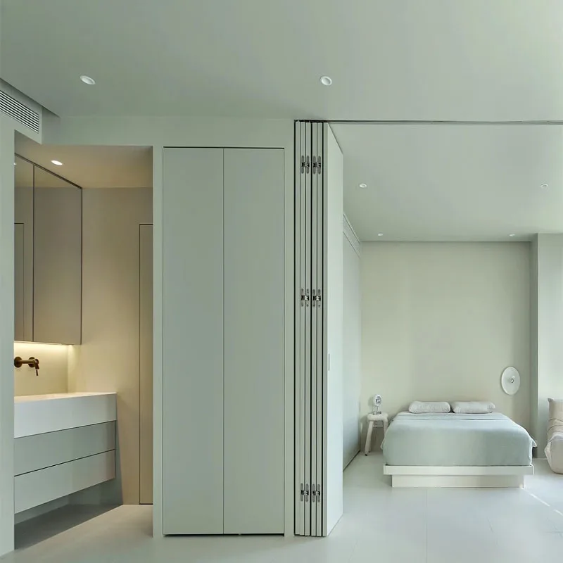 American interior frameless invisible door Bi folding invisible door solid wood Folding hidden door inside construction