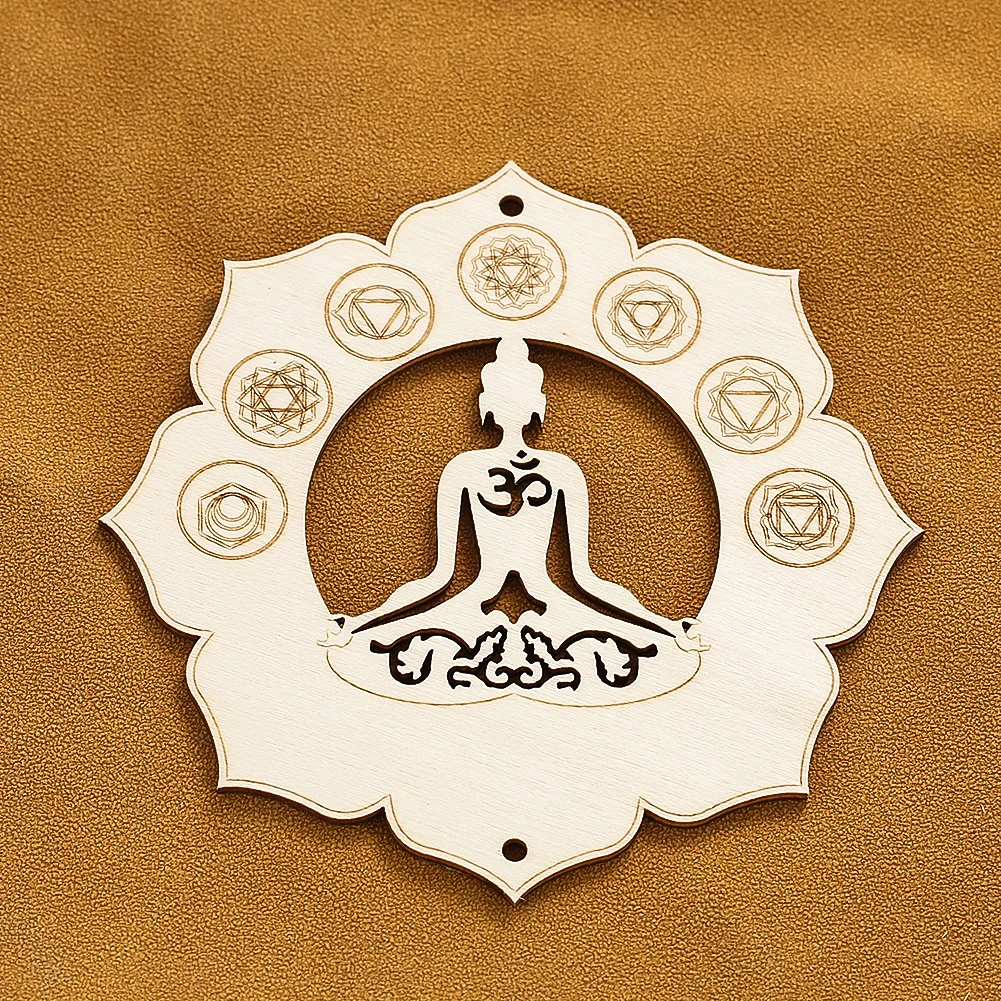 Wholesale Wooden lotus Charm Meditation YOGA Chakra decoration board Cup Tray desktop hanging wall spiritual healing