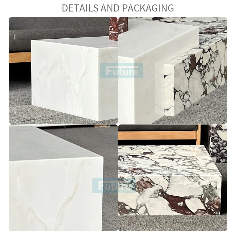 Modern Design Low Plinth Marble Living Room Luxury Natural Customized Calacatta Viola Ice White Onyx Coffee Table For Livingroom