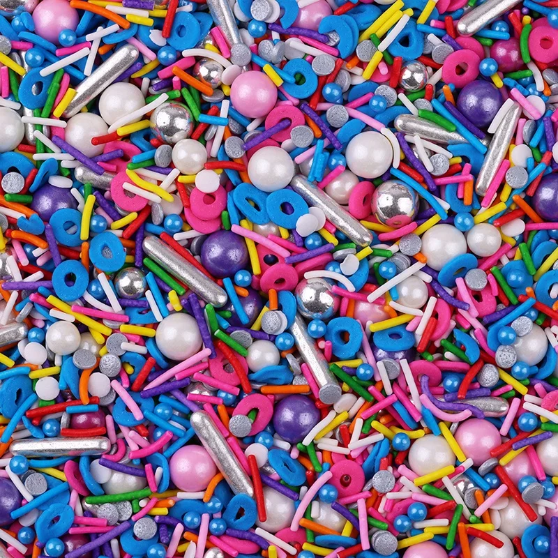 3KG Bag Package Blue Donuts Confetti For Party Cake Black Style Decoration Silver Rods Confetti Sprinkles