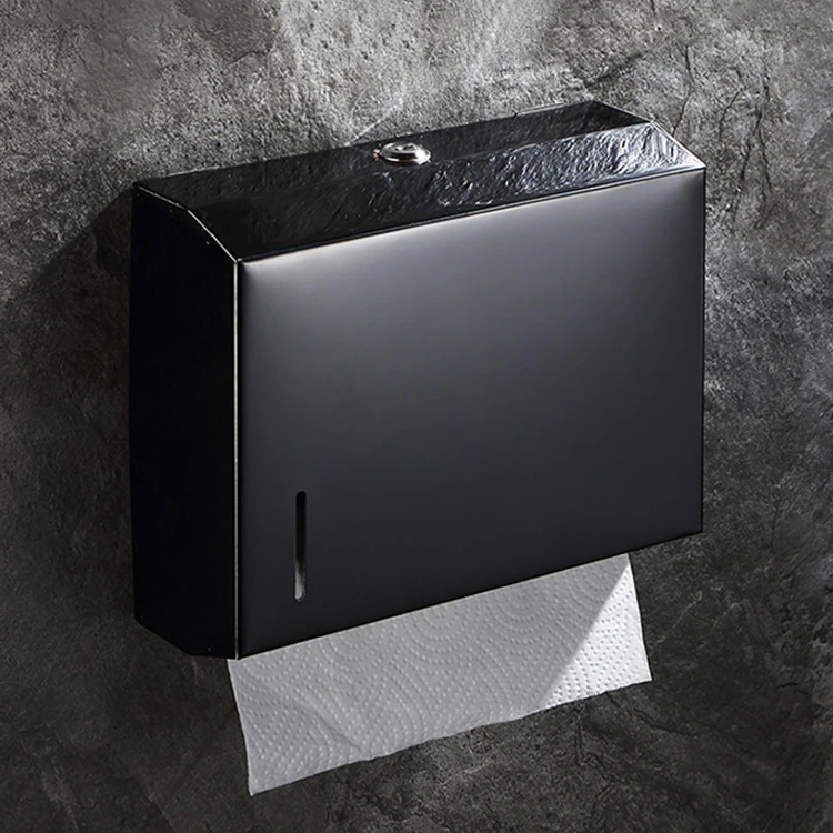 Hotel luxury wall mount metal waterproof square stainless steel toilet tissue box paper holder gold paper towel dispensers