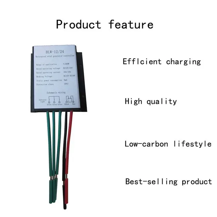 400W DC12V/24V Automatic Switch Waterproof Wind-driven Generator Controller Regulator