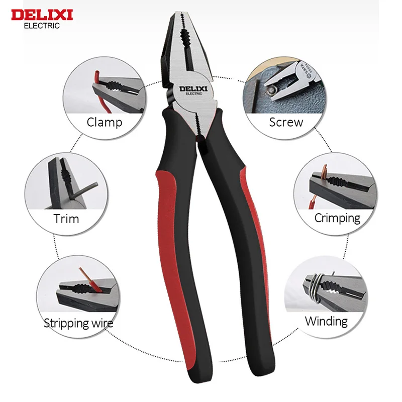 Delixi Electric Hardware Tools Wire Plier Universal Crv Steel Wire Cutters Multifunctional Hand Tool Electrician Pliers