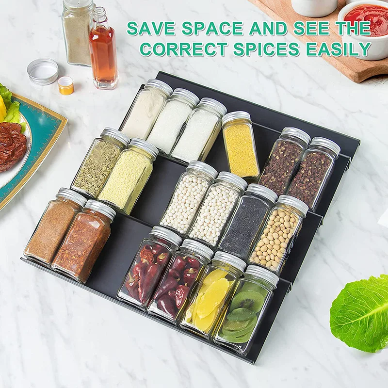 Multi-functional Acrylic In-drawer Spice Organizer Storage Rack