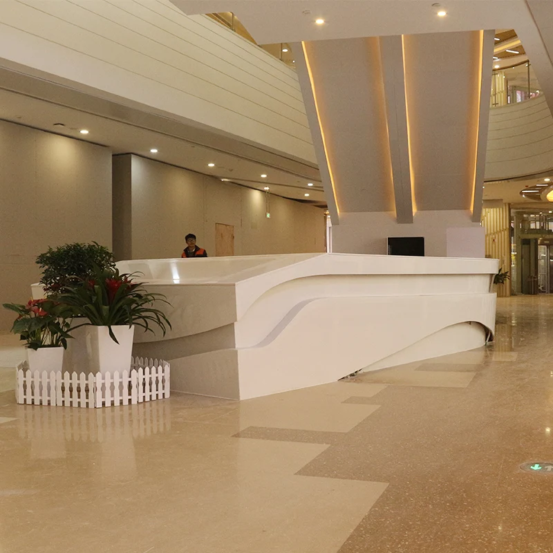Q052 luxury 5 star hotel front desk reception table custom commercial furniture art decor enterprise special counter receptions