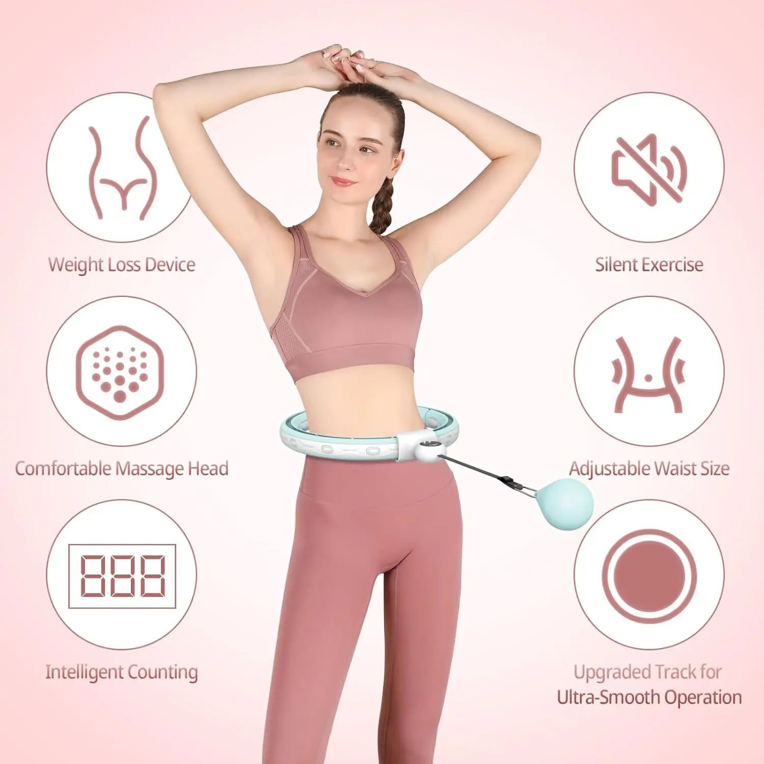 Hula Ring infinity Hoop Circle Detachable Fitness with 360 Degree AutoSpinning Ball Massage Gymnastics Adult  for Weight Loss