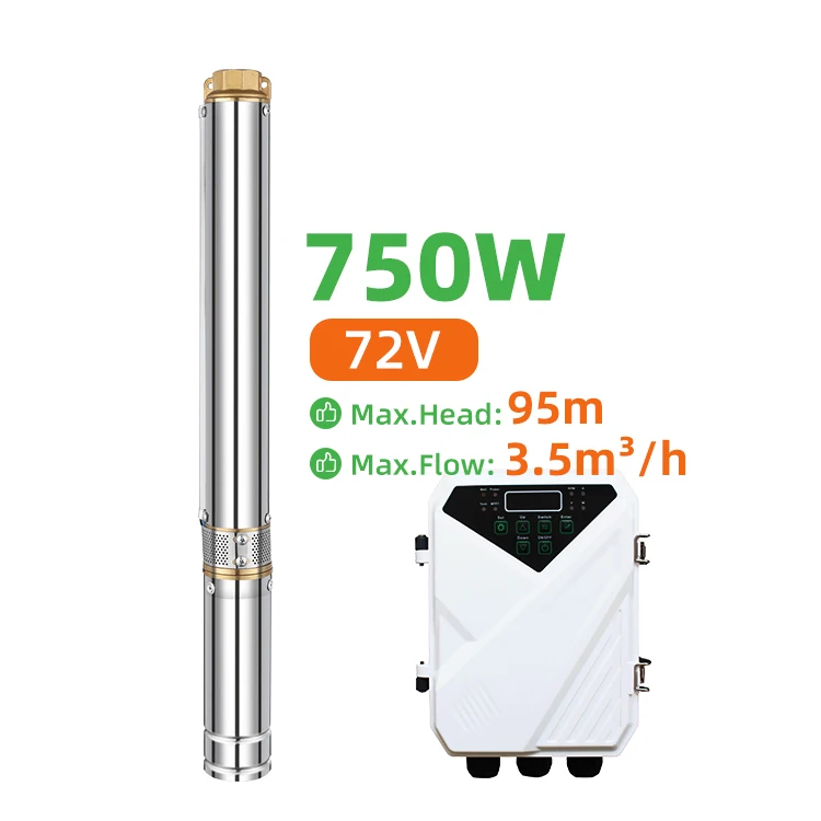 
3-дюймовый Солнечный водяной насос винтовой 95 м головка Китай скважинный насос на батарейках высокого давления водяной насос 