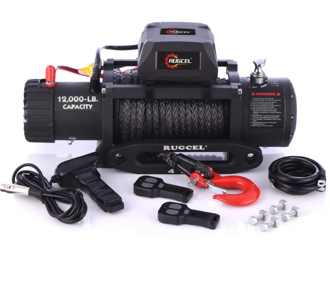 12v лебедка 12000 фунтов синтетическая веревка 4wd прицеп