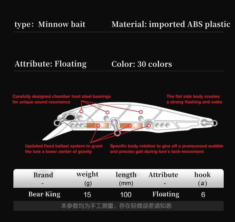 New 3+7 Top water Minnow Hard Bait 100mm 15g Fishing Lure Floating Super Long throw saltwater hard plastic bait