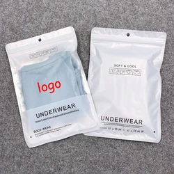 Low MOQ Custom Printed Front Clear Window Matte White Stand Up Clothing Underwear Socks Packaging Ziplock Bags