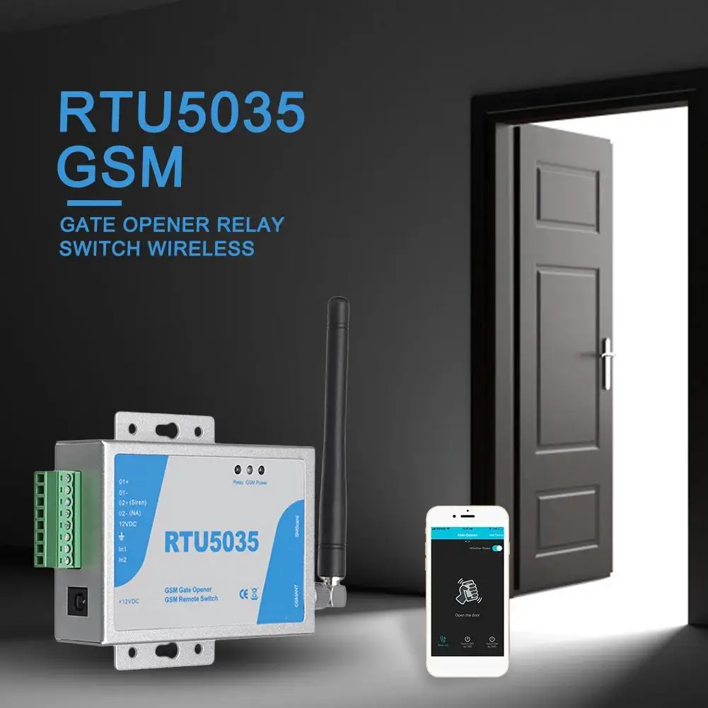 Built-in SMS Smart Alert GSM Gate Opener Relay Switch Door Remote Control Phone Call GSM Controller RTU5035 2G