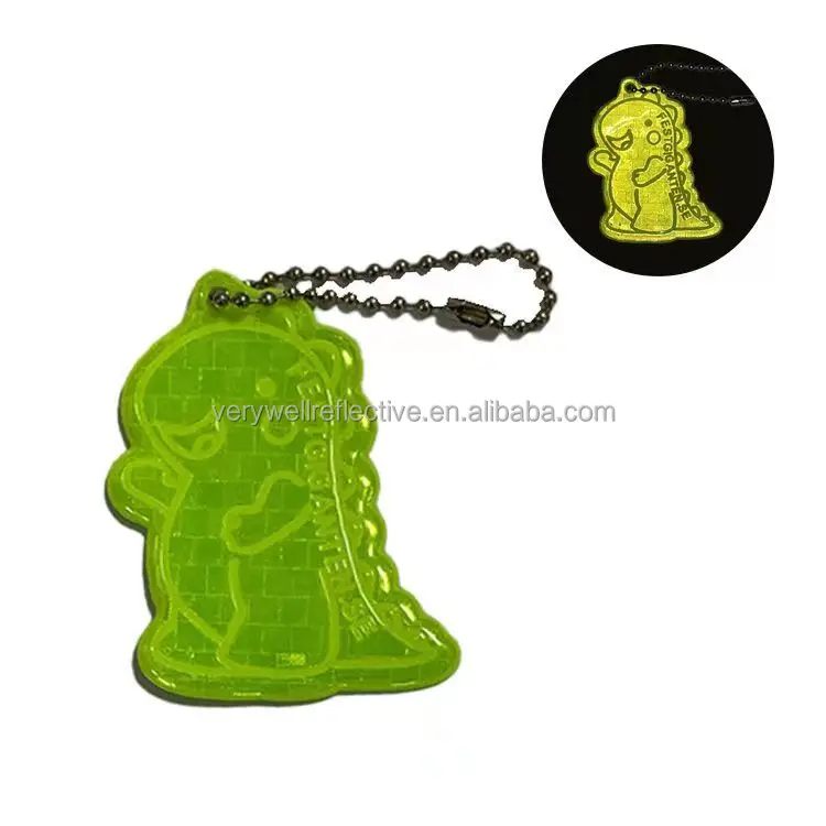 Fashion Plastic Lime Green Reflective Keychain with Smile Security Product Key Chain for Father Gift