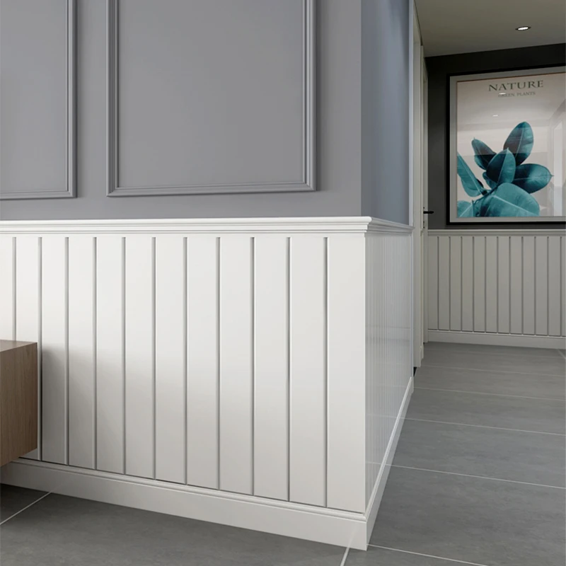 Wood Texture wall skirt 3D WPC Fluted Wall Panels Embossed board school corridor classroom interior decoration