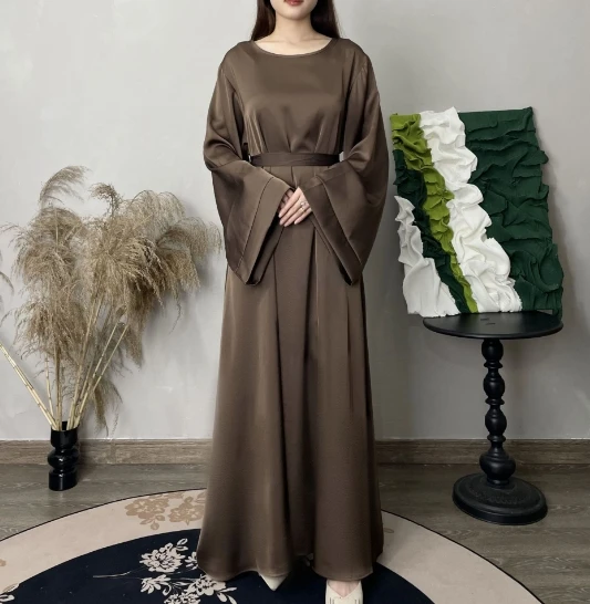 Middle East Turkiye Solid Large Size Multicolor Robe Dress