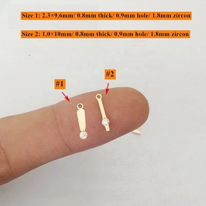 GP Hour Second hand Eye Shape Hamasa Hands CZ Stone Charms Connector 20ga Thick Wholesale 1/20 14K Yellow GF