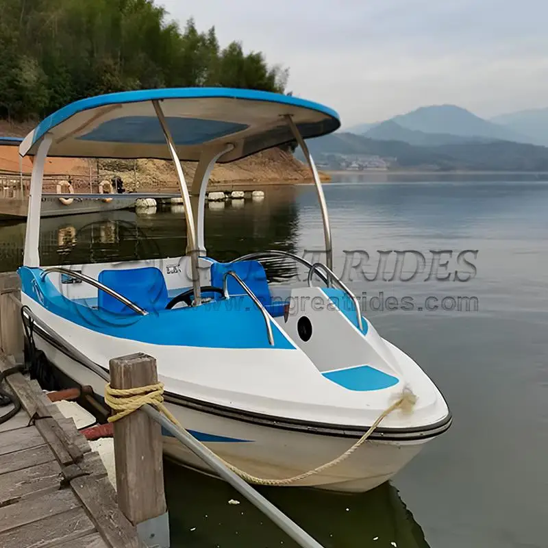 Wholesale New Style Mini 5 Passenger Fiberglass Boat Customized Cheaper Water Park Electric Boat