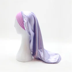 Long Satin Elastic Band Bonnet Sleep Cap Large Silk Hair Night Sleep Hat For Women Long Curly Hair Braids