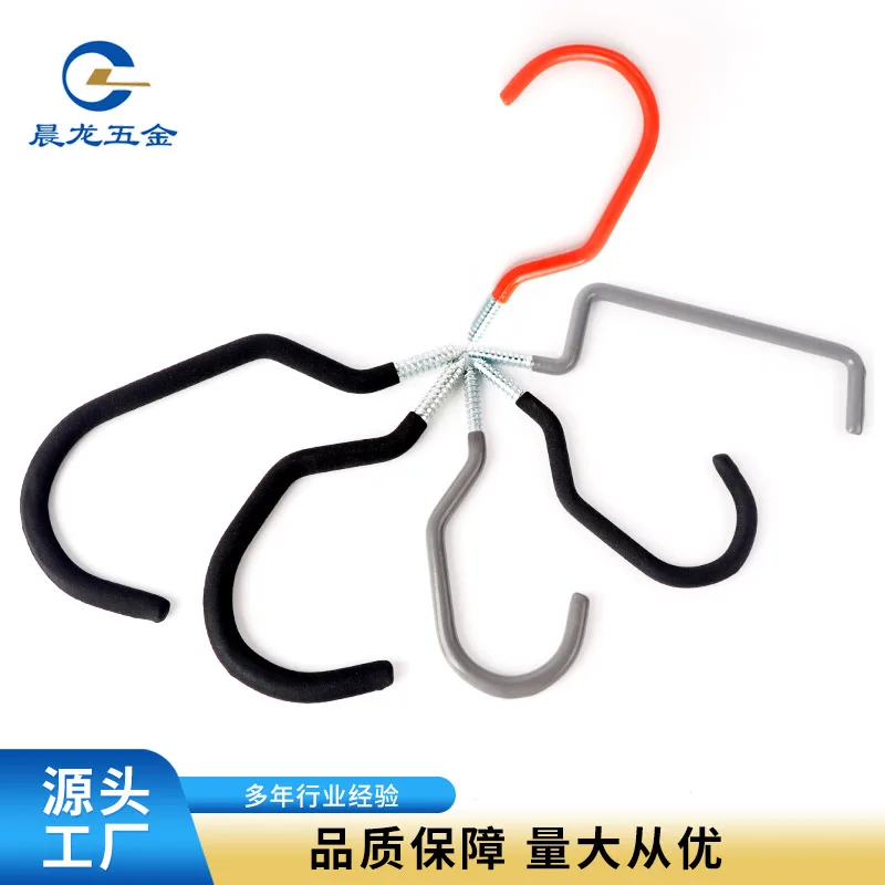 Utility Double Hooks 8 Pcs Steel Bucket Bracket Non-Slip Rubber Tool Hooks for Bulk Items, Bicycles