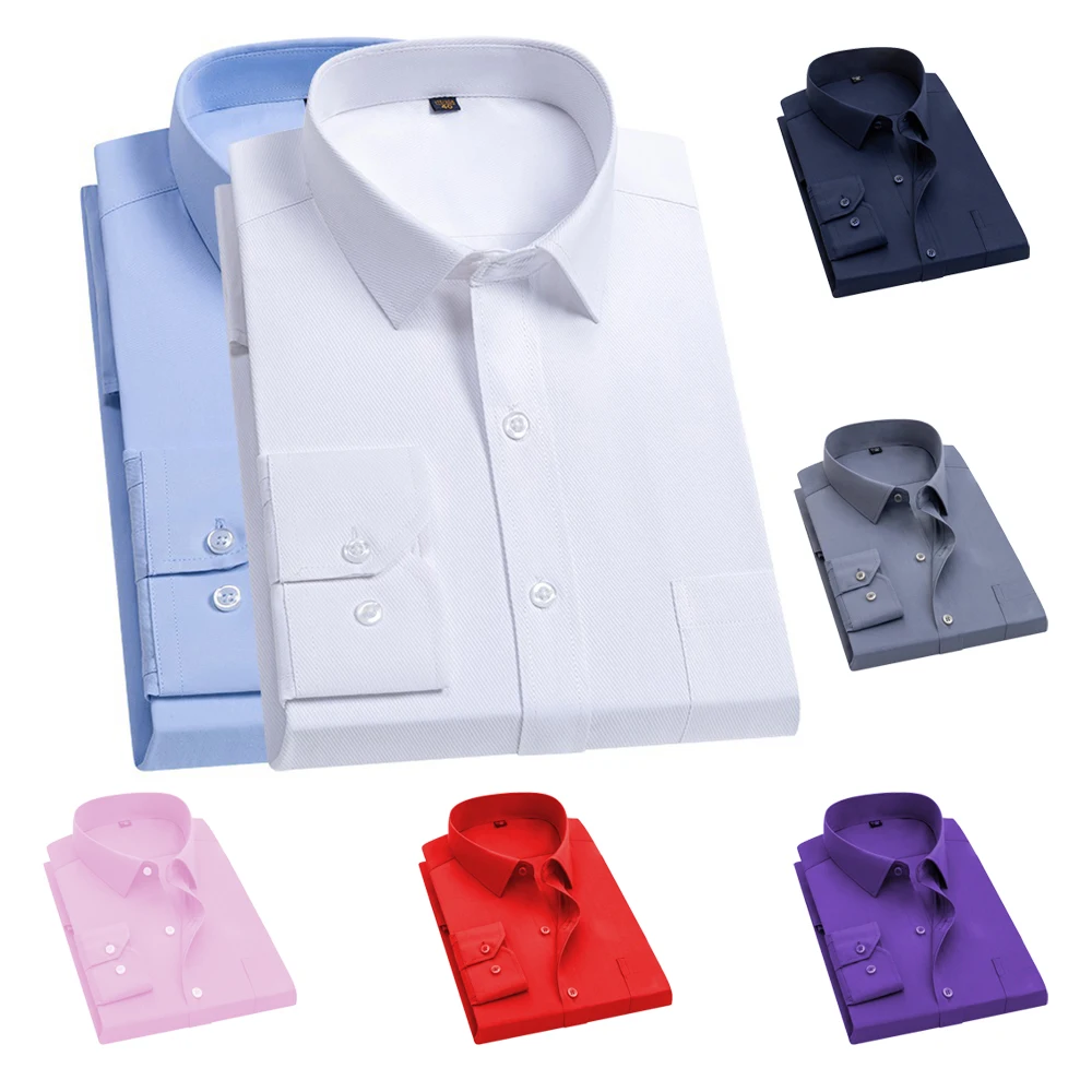 Custom Logo Summer Solid Mens Dress Shirts Short Sleeve Camisas Para Hombres Work Shirt Long Sleeve Slim Fit Business Shirts