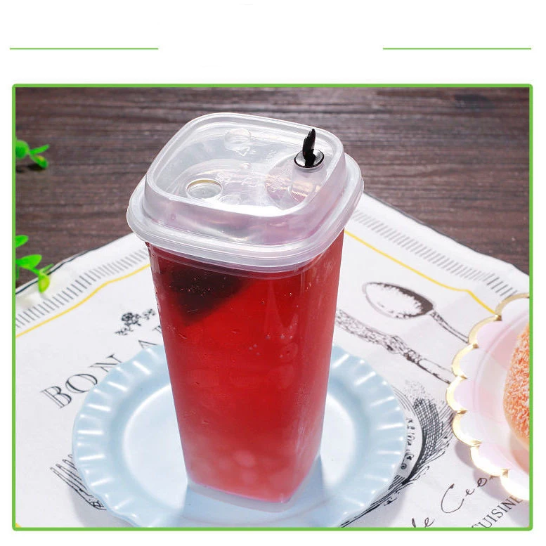 Hot cold drink cup with lid clear smoothie packaging cup large capacity plastic disposable cups with lid