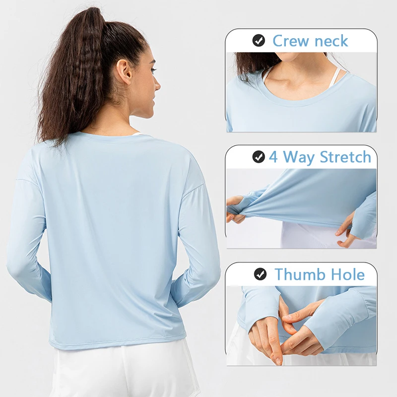 High density sport fitness wear UV protection clothes UPF 50 shirt for women