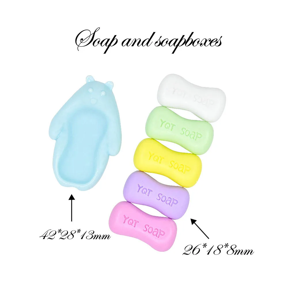Kawaii Miniature Soap And Soap Box Resin Charms For DIY Cream Glue Phone Case Accessories Dollhouse Mini toys Crocs Decoration