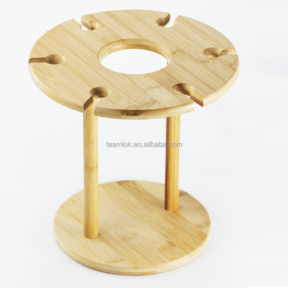 Countertop Bamboo Wine Glass Drying Bottle Storage Holder Rack Bamboo Wine Rack Storage Set Holds 1 Bottle and 6 Glasses