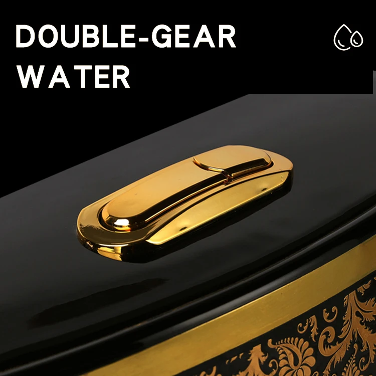 New Design European Style Luxury WC One Piece Toilet Porcelain Gold Toilet Electroplated