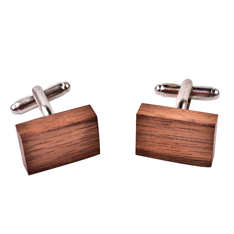 
shengzhou factory wholesale square merbau wood cufflinks for men 