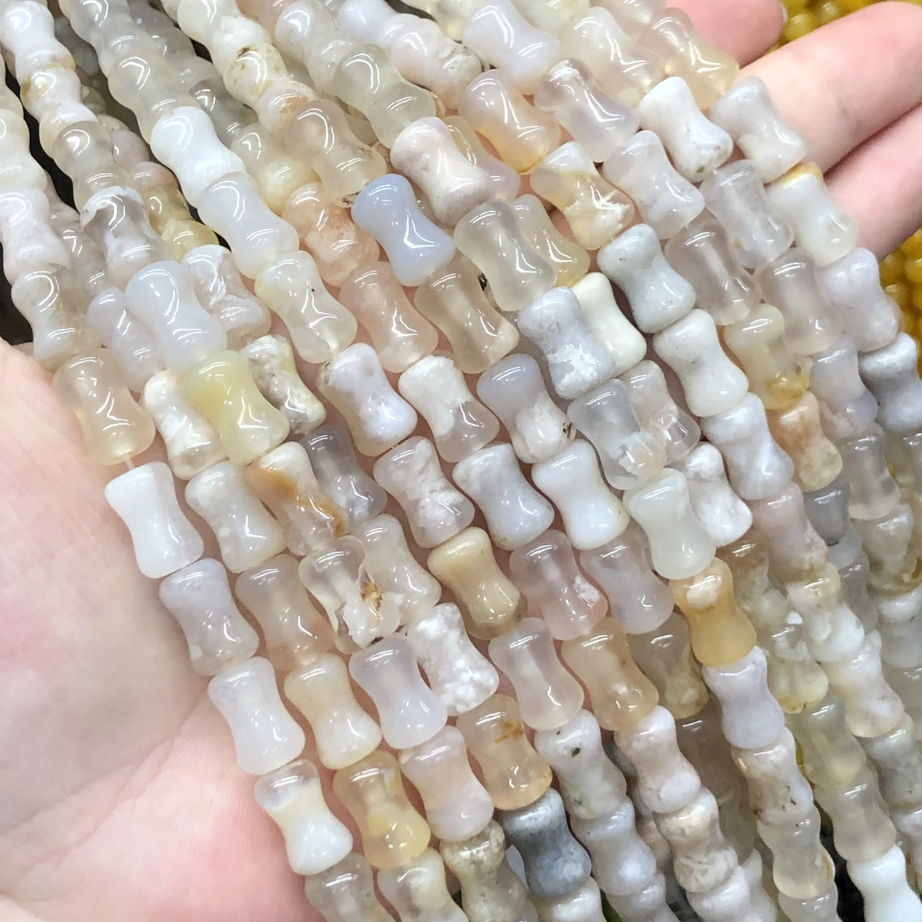 Wholesale Natural Stone Agate Bamboo Knot Beads Lucky Loose Bracelet Necklace Jewelry Rice Bucket Shell Bone Coral Beads