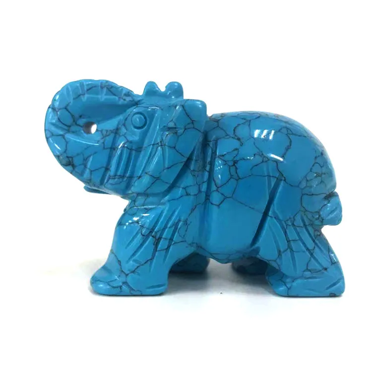Factory Wholesale Turquoise Quartz Elephant Crystal statue Animal Gemstone Figurines