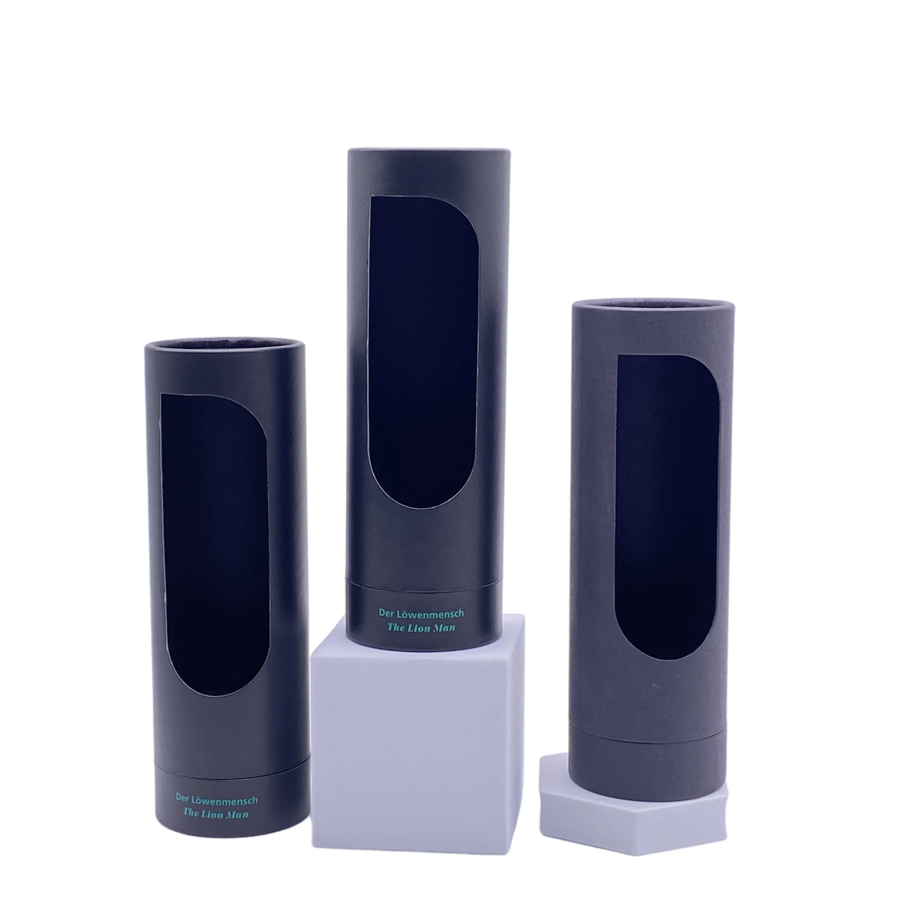 Custom Manufacturer Recycled Large Round Shape Perfume Packaging Tube with Window Gift Printing Spice Sealing Black