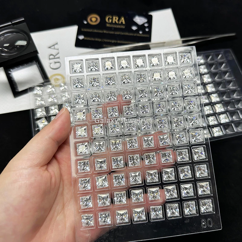 Wholesale Princess Cut Moissanite Diamond Certified DEF-VVS Square Shape 2x2mm-10x10mm Loose Moissanite Stones