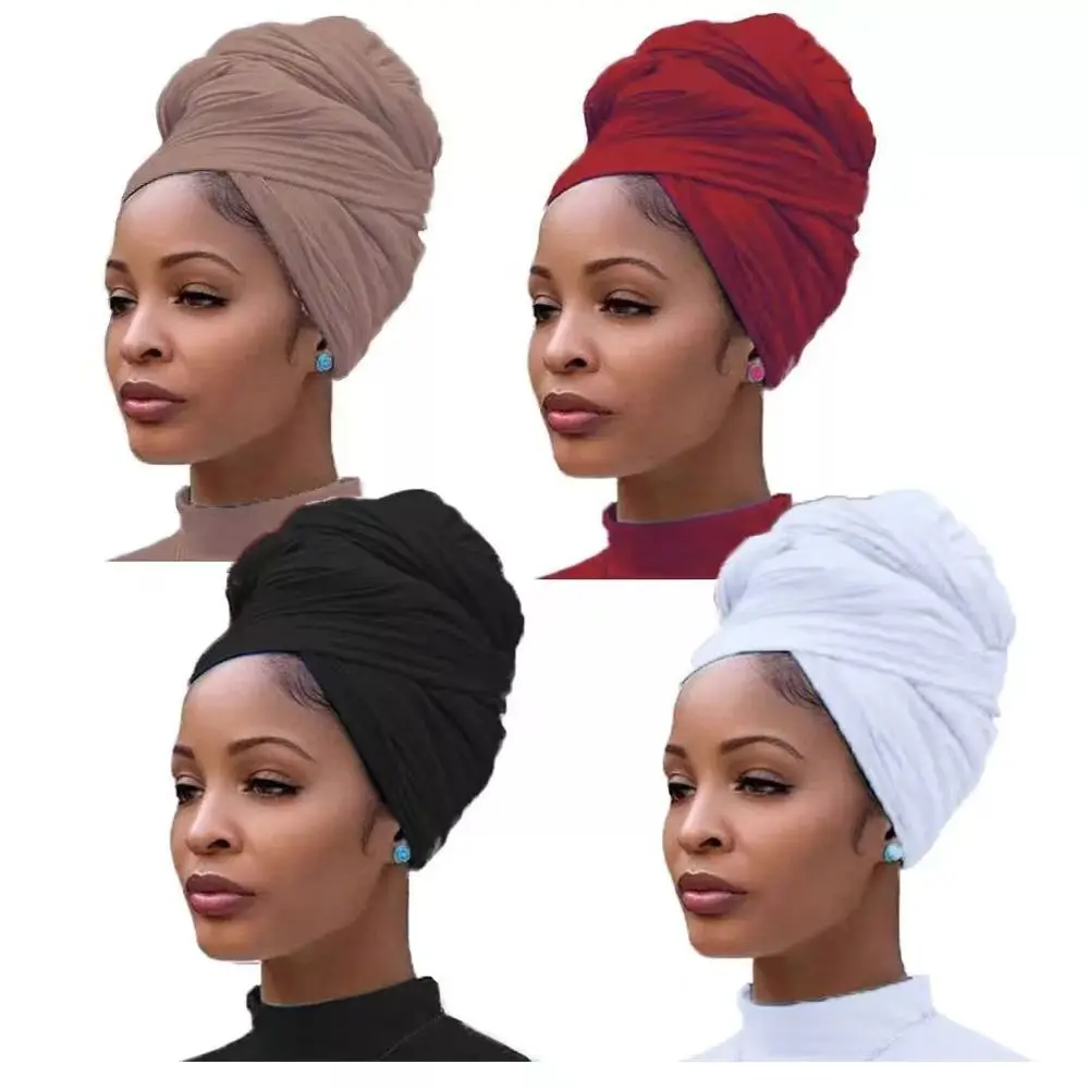 Designer Head Wraps Turban Head Wrap Knit Headwraps Urban Hair Scarf Solid Color Long Breathable Head Band Tie for Women