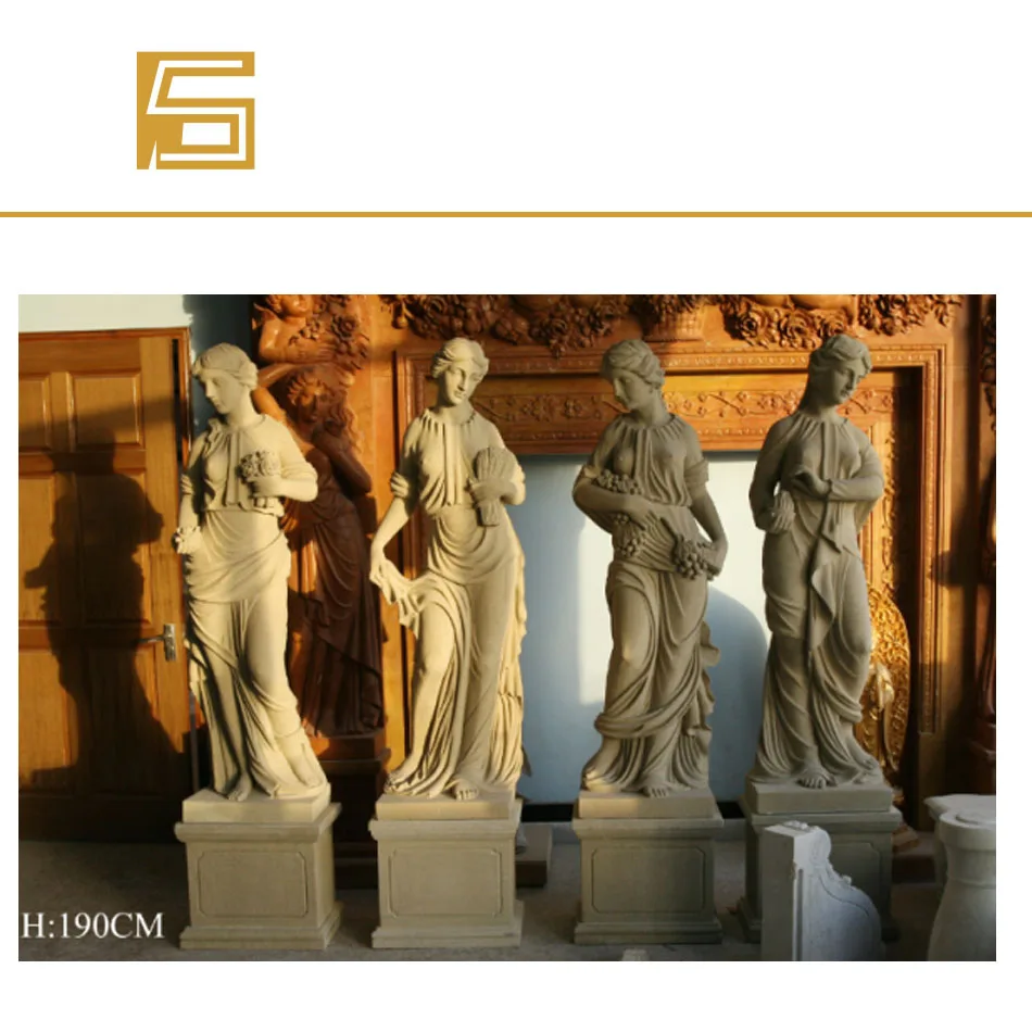 Beige Marble Figure Sculpture Natural Stone Garden Landscape Statue