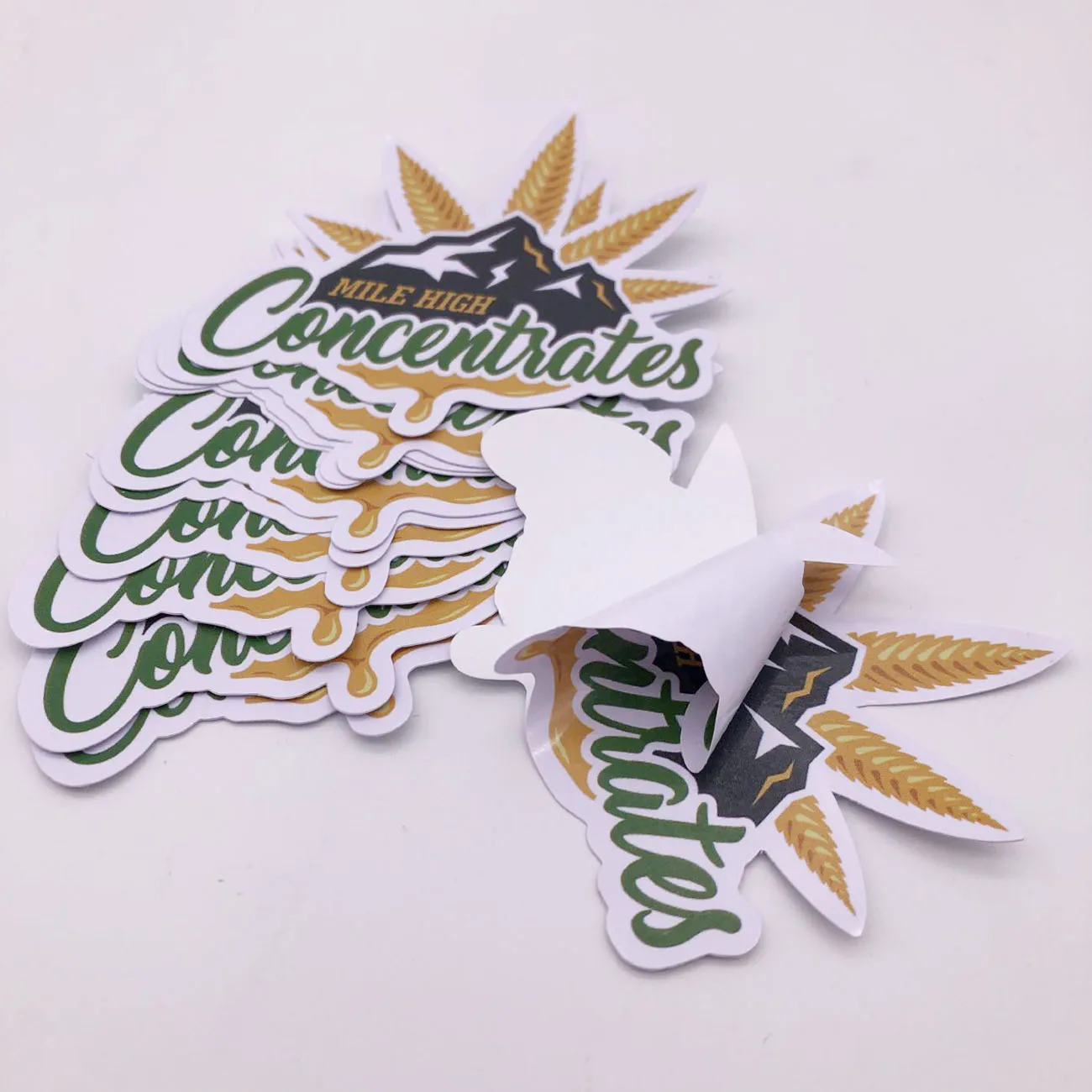 Custom waterproof Vinyl stickers Customized company logo leaf design printing Die cut stickers for promotional