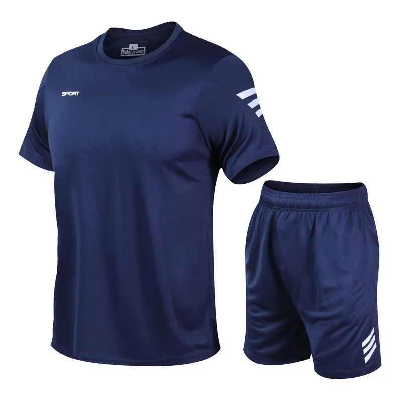 HG New Arrival Men Summer Clothing Set Sports Training Short Sleeve Shirt And Short Twin Set
