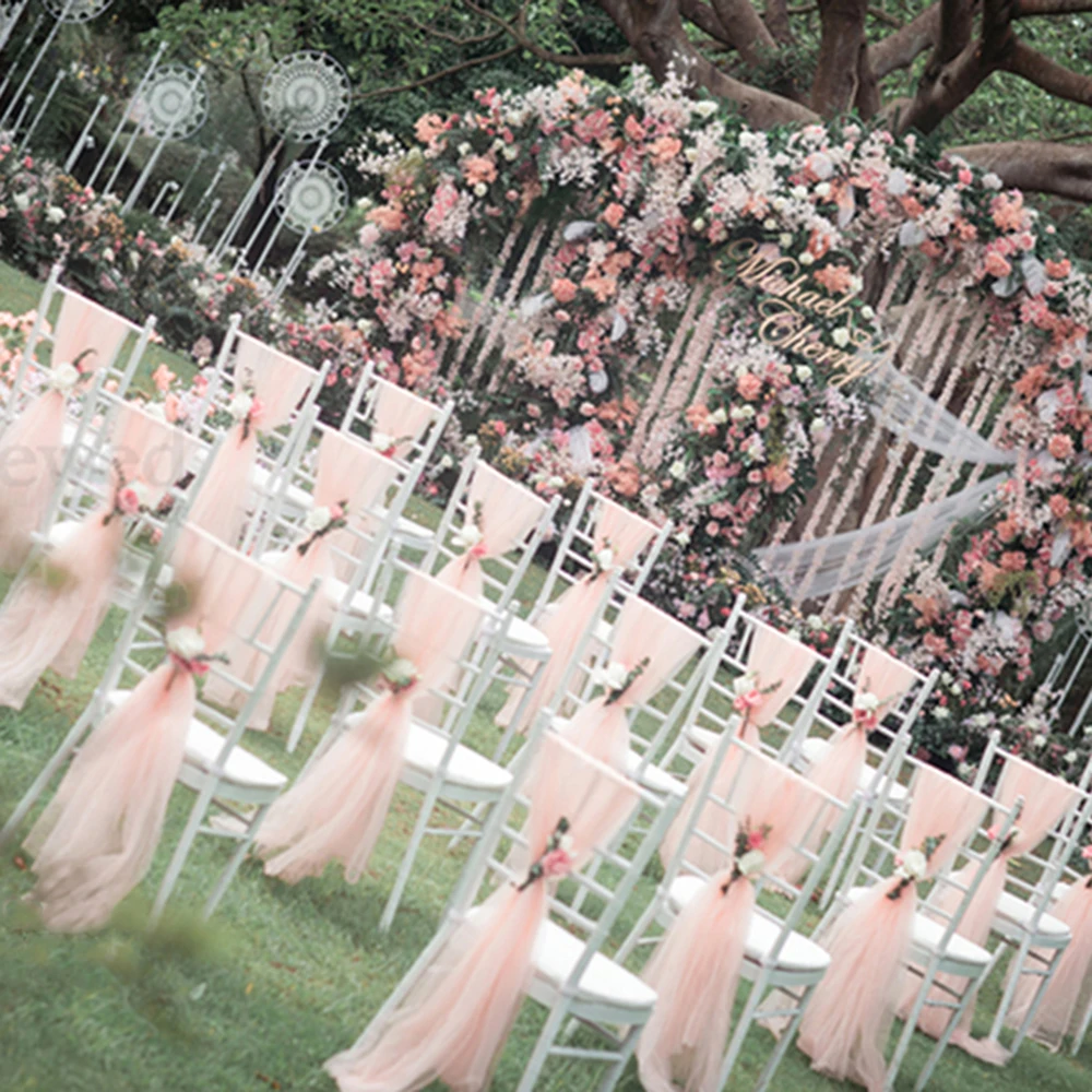 Organza Chair Sashes for Wedding Banquet Party Decoration Chair Bows Ties Chair Cover Bands Event Supplies