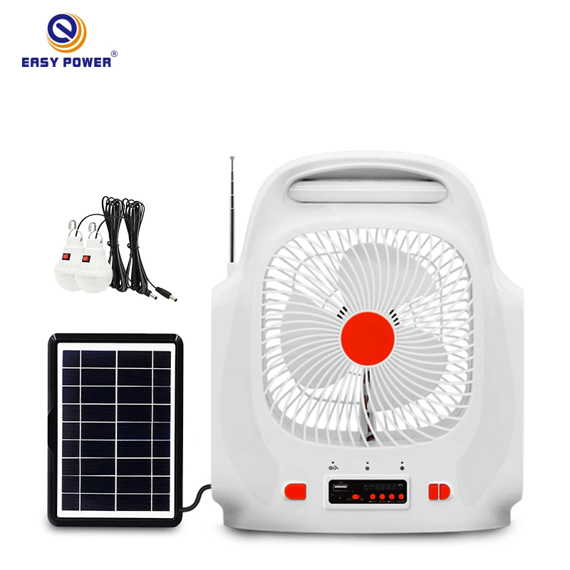 Easy Power AC DC table fan support for lithium battery solar rechargeable fan 8 inch with solar panel for outdoor home