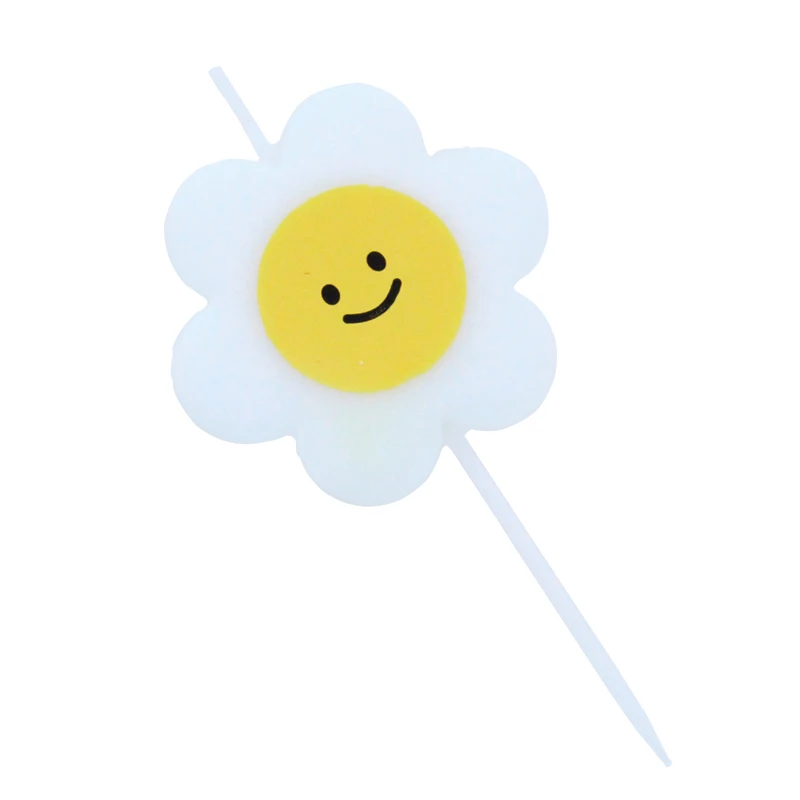 Wholesale new single small fresh yellow smiling face sunflower birthday party PVC box candles
