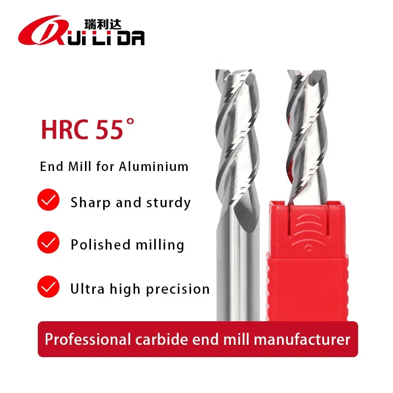 HRC55 polishing solid carbide end mill cutter fresas molino final cnc router bit set for Aluminium
