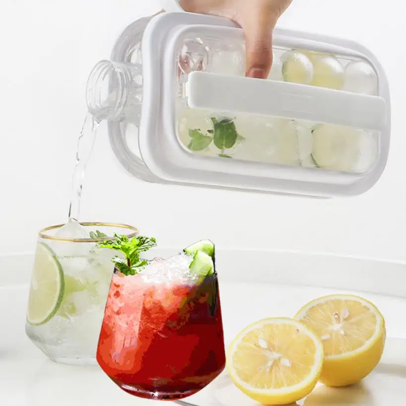 New Kitchen Silicone 17 Grids Ice Cube Molds Hockey Cold Water Ice Ball Maker 2 In 1 Portable Creative Ice Bottle