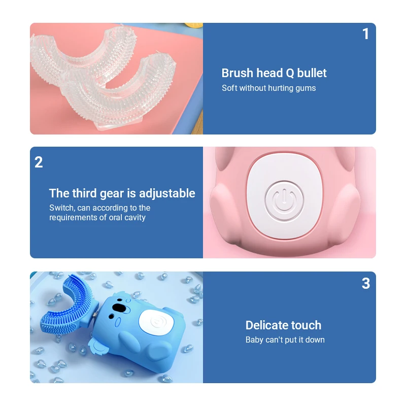 Music Electric Toothbrush For Baby U shaped Electric Sonic Automatic IPX7 Waterproof toothbrush for Kids