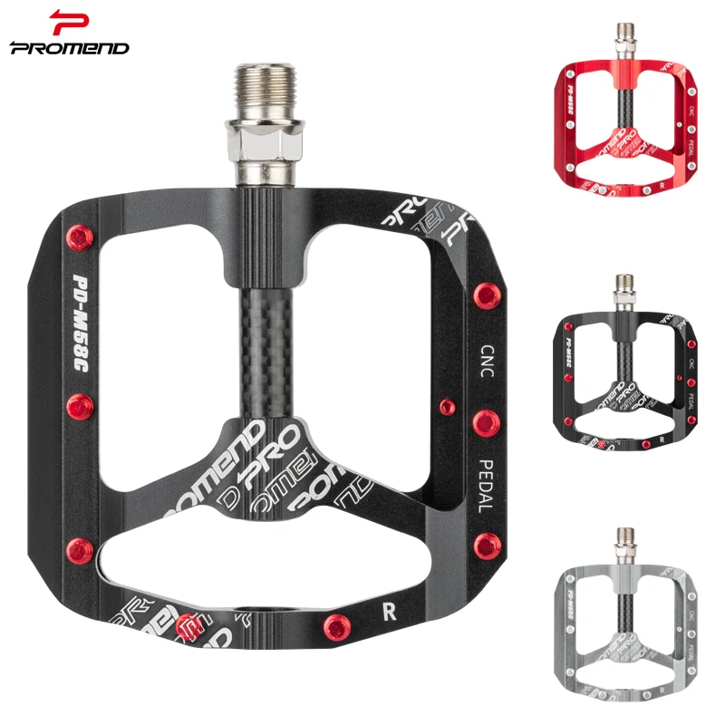 Promend New Carbon Fiber Spindle Bicycle Pedal 2022Big Cheap Axle Mountain Bike Pedal Fat Aluminum Alloy BMX MTB Road Bike Pedal