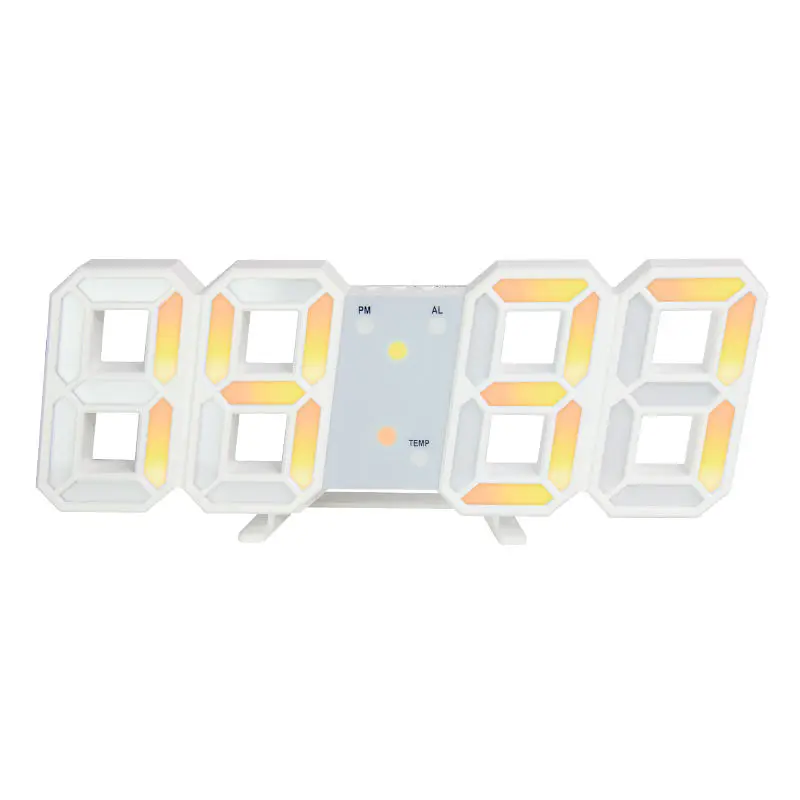 Color Rgb 3d Led Wall Watch Alarm Clock Desk & Table Clocks Brightness Adjustable Table Wall Digital Clock Home Decor - Buy
