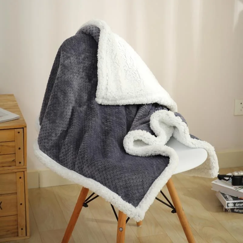 Chinese Factory Hometextile Blanket Thickening Warm Double Lambkin Coral Flannel Blanket